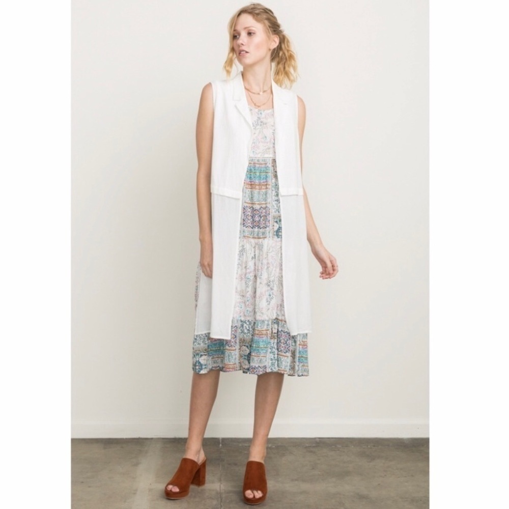 Mystree White lightweight rayon Duster Vest